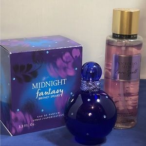 Midnight Fantasy 3.3 oz by Britney Spears , Victoria’s Secret Love Spell 8.4 oz